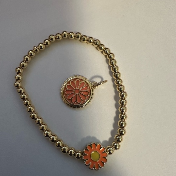 especially lucky Jewelry - Orange and Gold Charm Bracelet with Elegant Design